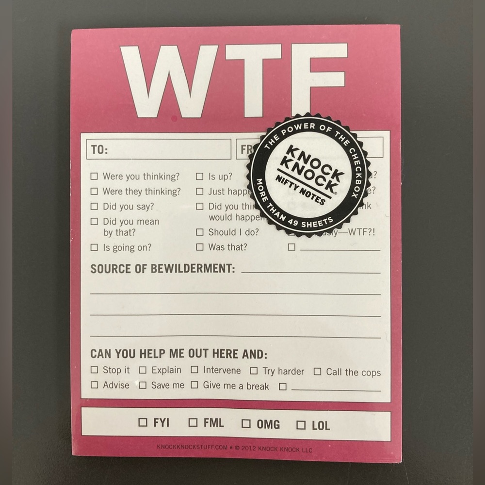 Knock Knock WTF Nifty Note Pad (NWT)